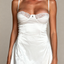 Elysian Series - White Satin & Lace Open-Back Nightdress - White