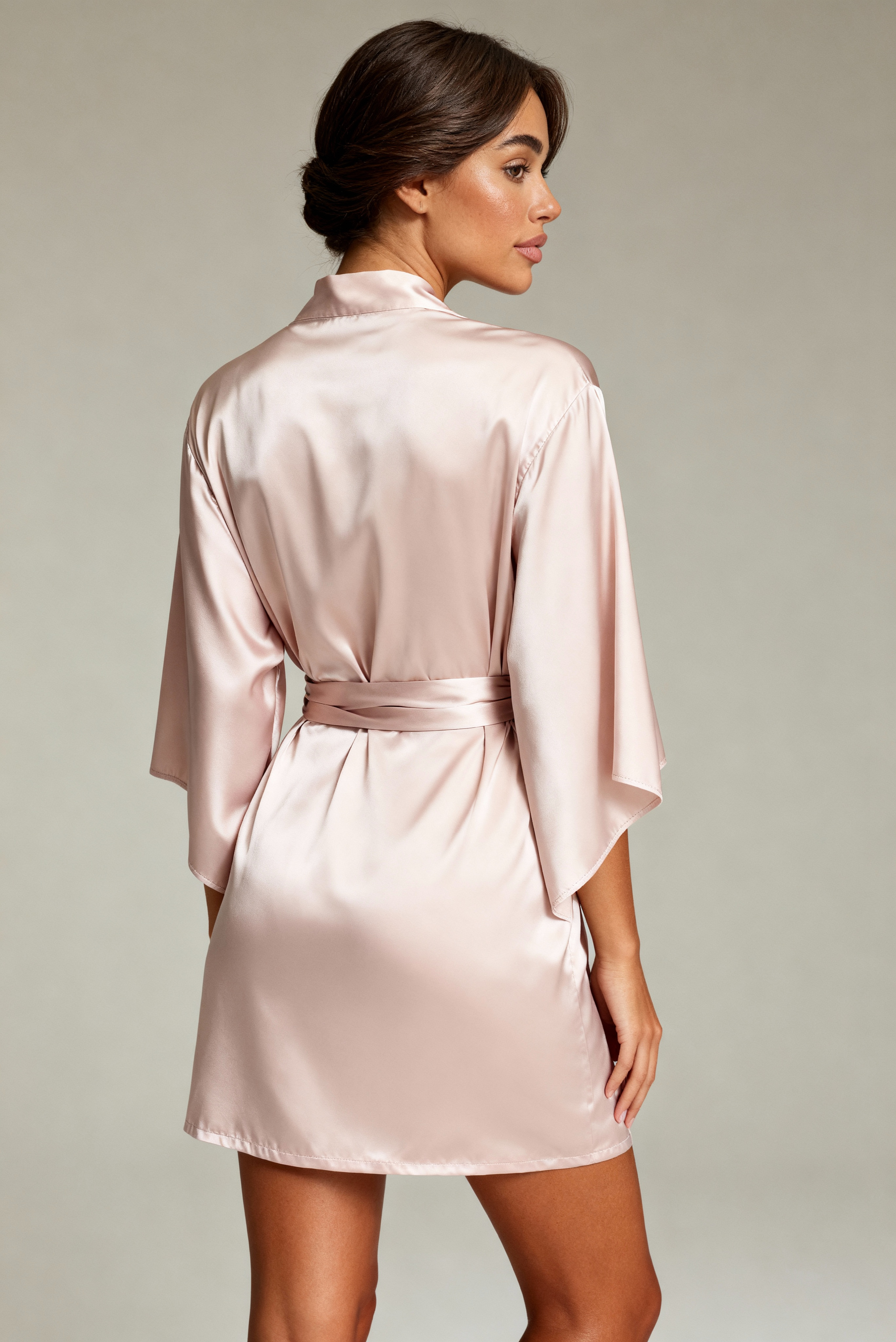 Lustre Series - Midnight Pink Satin  Robe - Pink